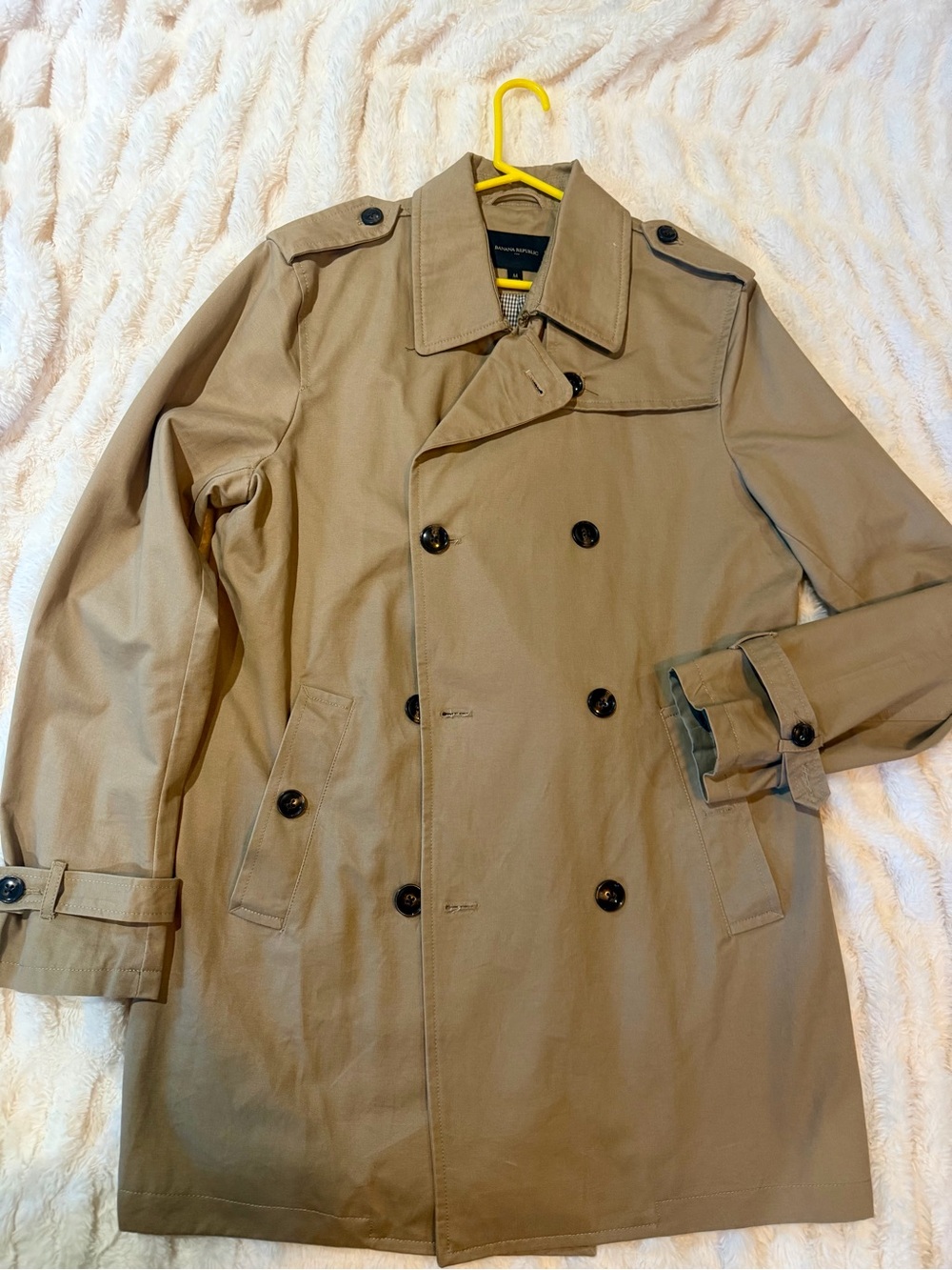 Banana Republic Khaki Double-Breasted Trench Coat
